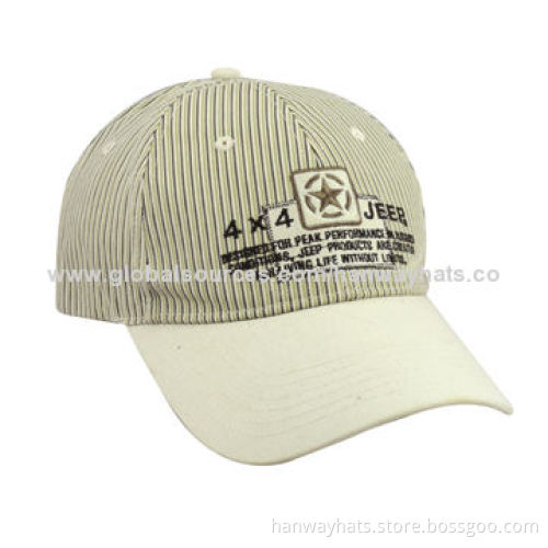 Stripe crown cap with white brim, with embroideryNew